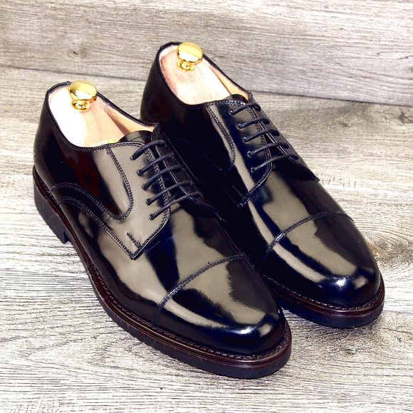 *NEW* $779 Caporicci Abrasivato 10 M Italian Patent Calfskin Tuxedo * new Trees main image 6